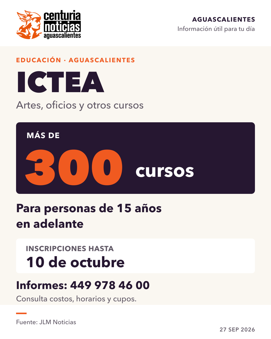 Tarjeta de Centuria: ICTEA ofrece más de 300 cursos; inscripciones hasta el 10 de octubre
