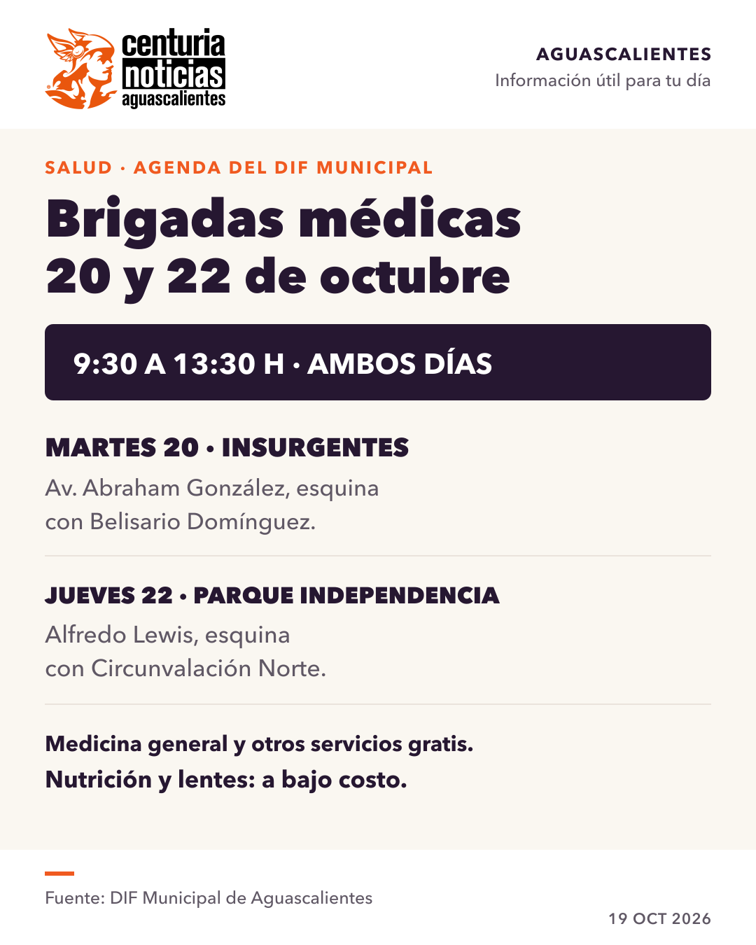 Imagen de la nota: Brigadas médicas del DIF: dos sedes para el 20 y 22 de octubre 🩺
