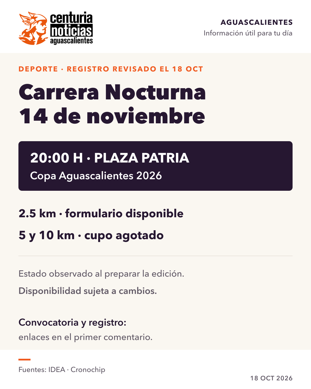 Imagen de la nota: Carrera Nocturna: registro de 5 y 10 km aparece agotado; sigue el de 2.5 km 🏃