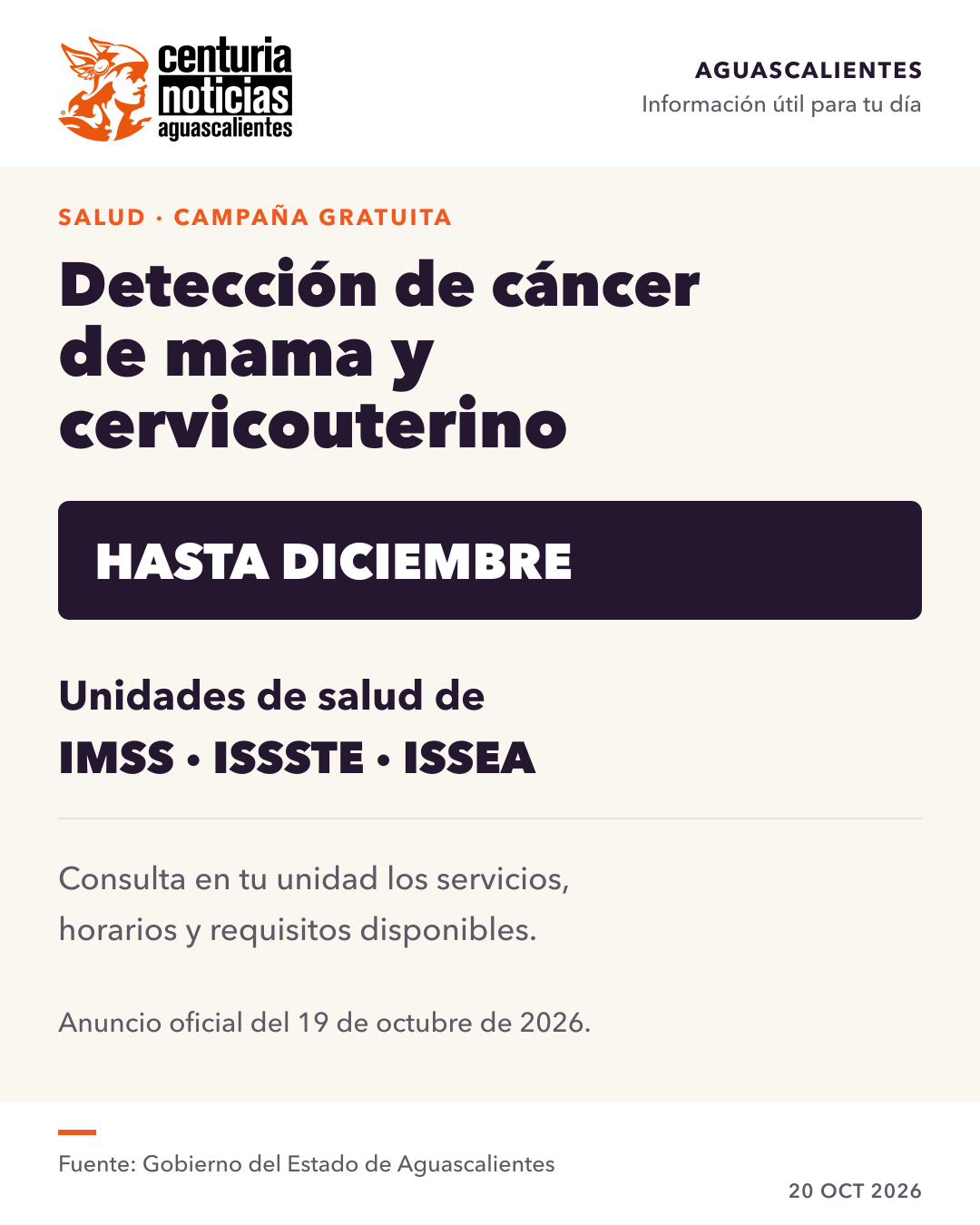 Imagen de la nota: Campaña gratuita de detección de cáncer de mama y cervicouterino, hasta diciembre 🩺