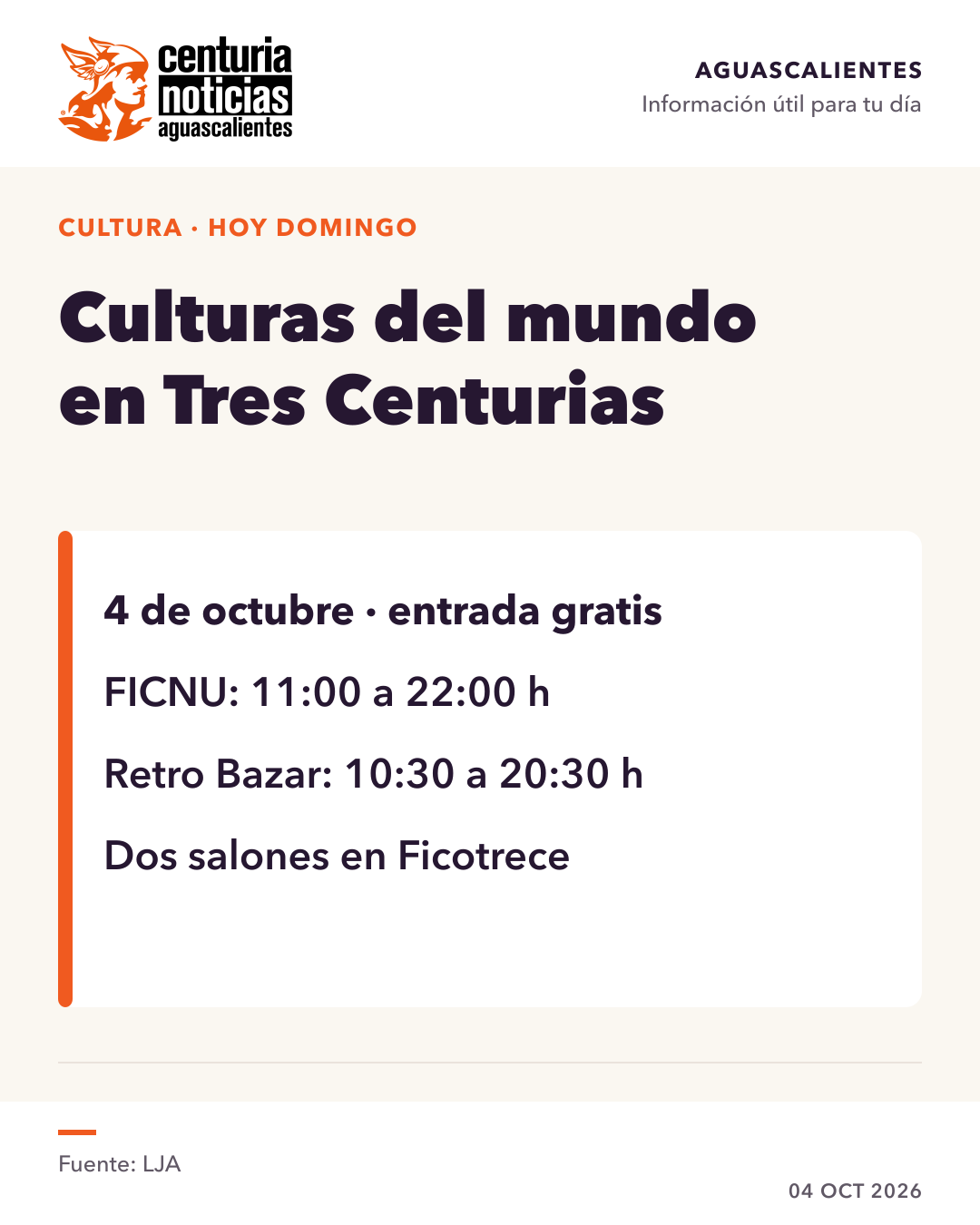 Imagen de la nota: Dos encuentros culturales cierran hoy en Tres Centurias 🌍