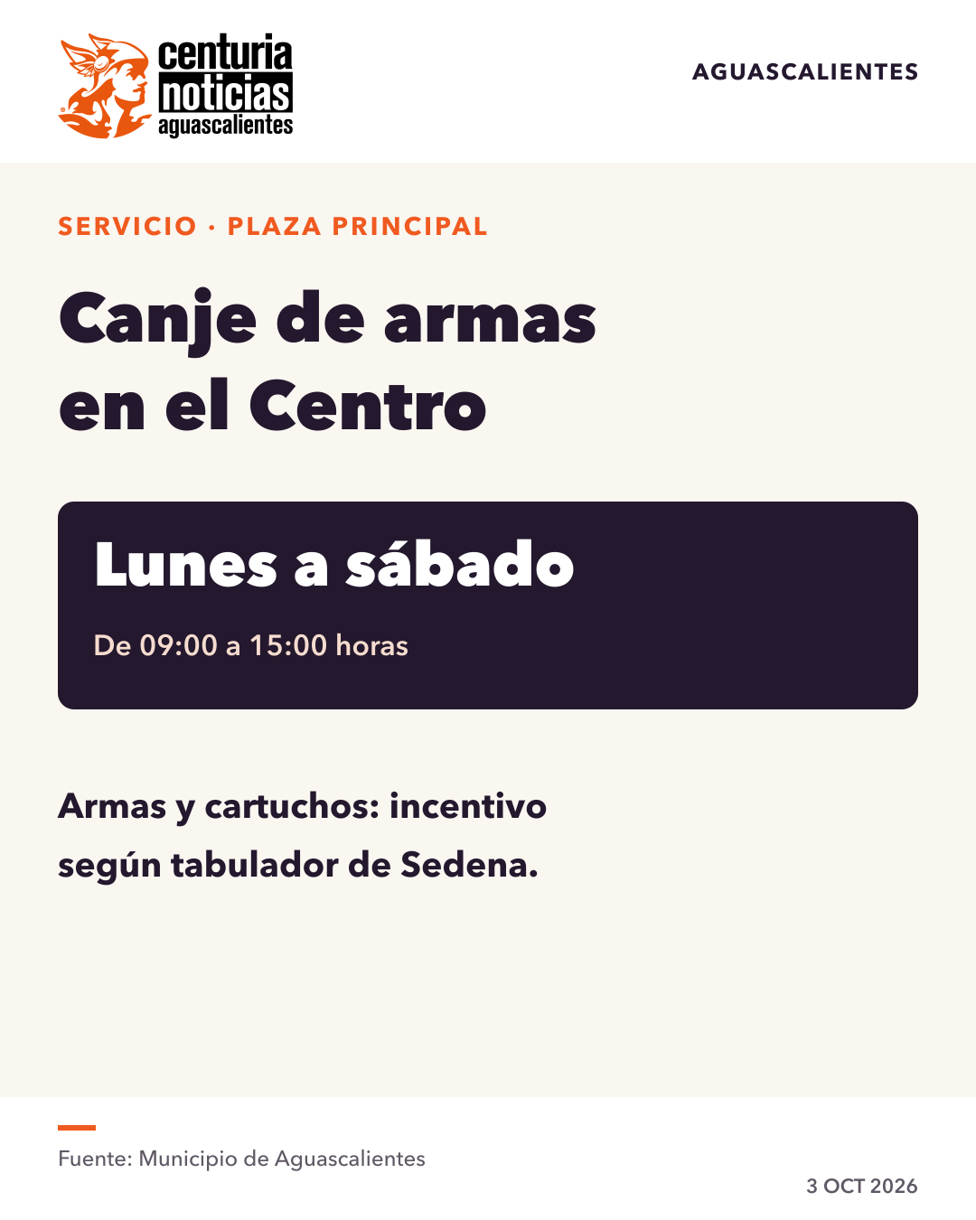 Imagen de la nota: Inicia el canje voluntario de armas en la Plaza Principal de Aguascalientes 🕊️