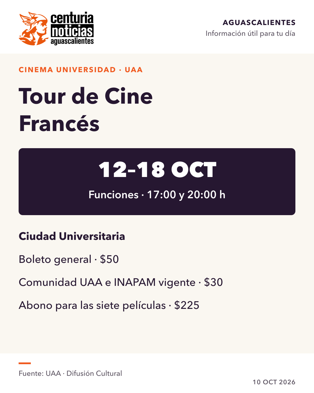 Imagen de la nota: El Tour de Cine Francés llega a la UAA del 12 al 18 de octubre 🎬