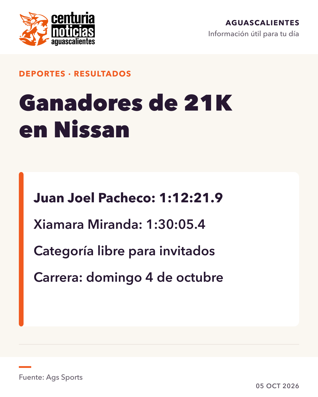 Imagen de la nota: Juan Joel Pacheco y Xiamara Miranda ganaron los 21K del Medio Maratón Nissan 🏃