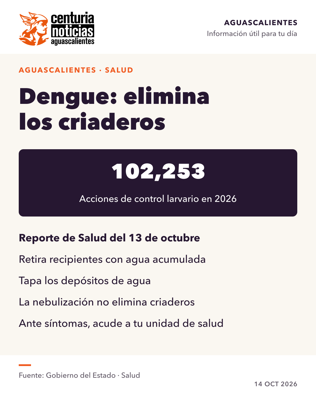 Imagen de la nota: Salud refuerza la prevención del dengue y pide eliminar criaderos 🦟