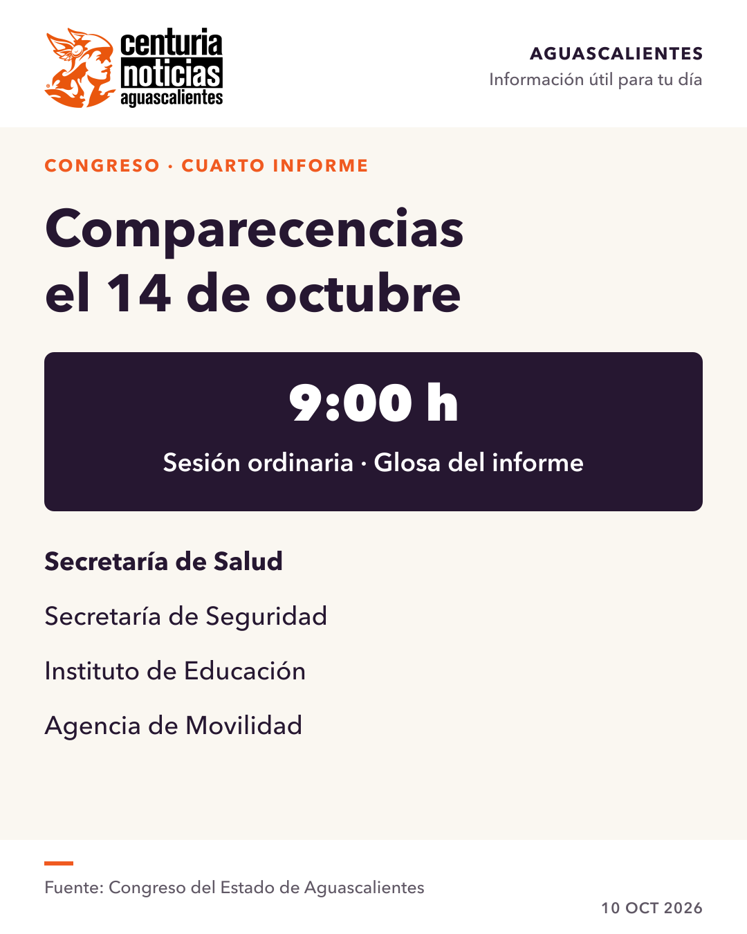 Imagen de la nota: Salud, seguridad, educación y movilidad comparecerán el 14 de octubre 🏛️