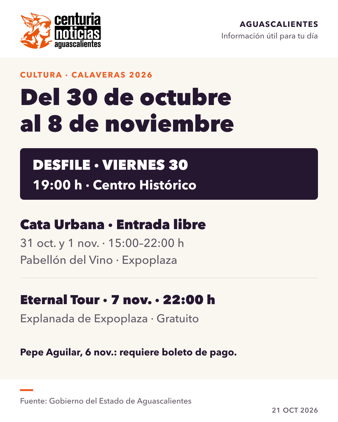 Imagen de la nota: Calaveras 2026: desfile el 30 de octubre y festival hasta el 8 de noviembre 💀