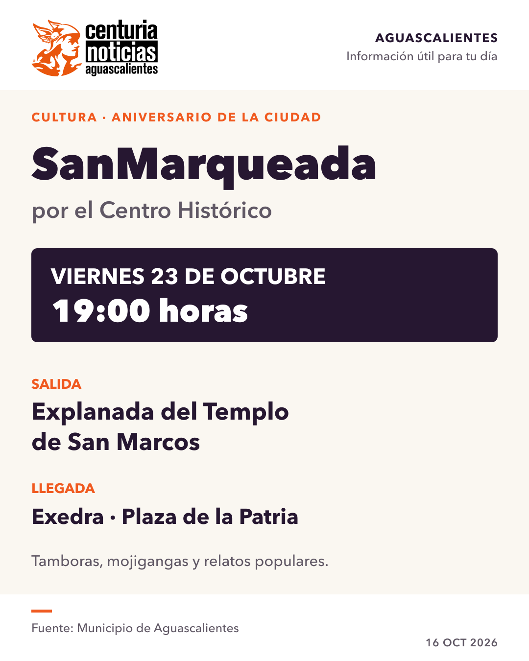 Imagen de la nota: La SanMarqueada recorrerá el Centro Histórico el viernes 23 de octubre 🎶