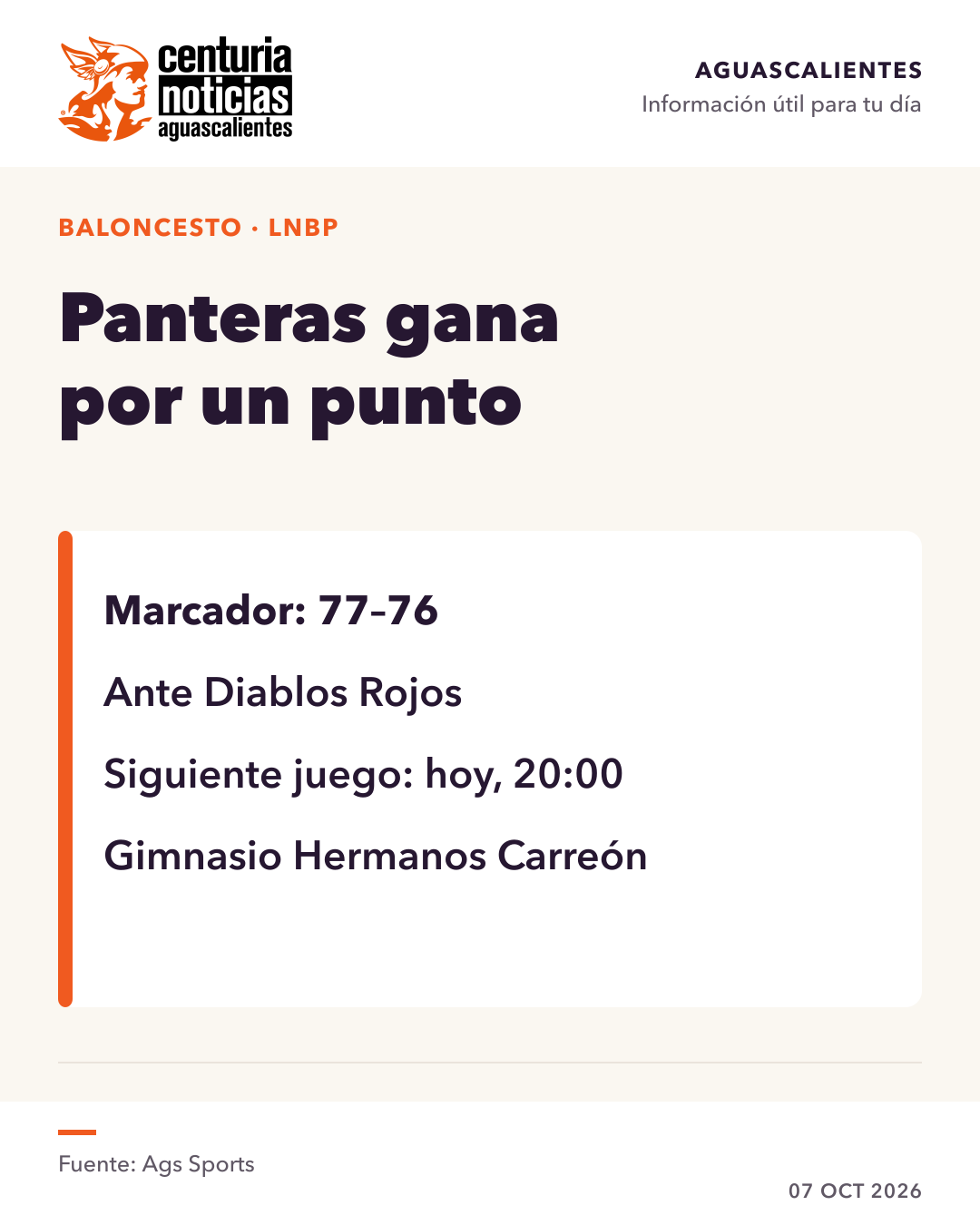 Imagen de la nota: Panteras gana 77–76 a Diablos y hoy cierra la temporada regular 🏀