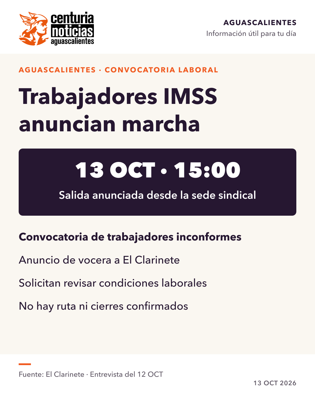 Imagen de la nota: Trabajadores del IMSS anuncian marcha para esta tarde en Aguascalientes