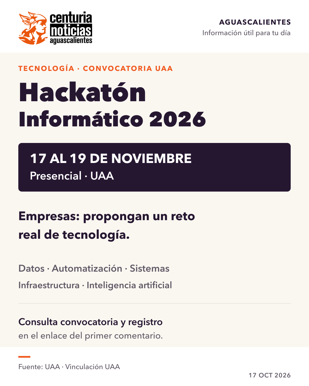 Imagen de la nota: La UAA convoca a empresas a proponer retos para su Hackatón Informático 💻