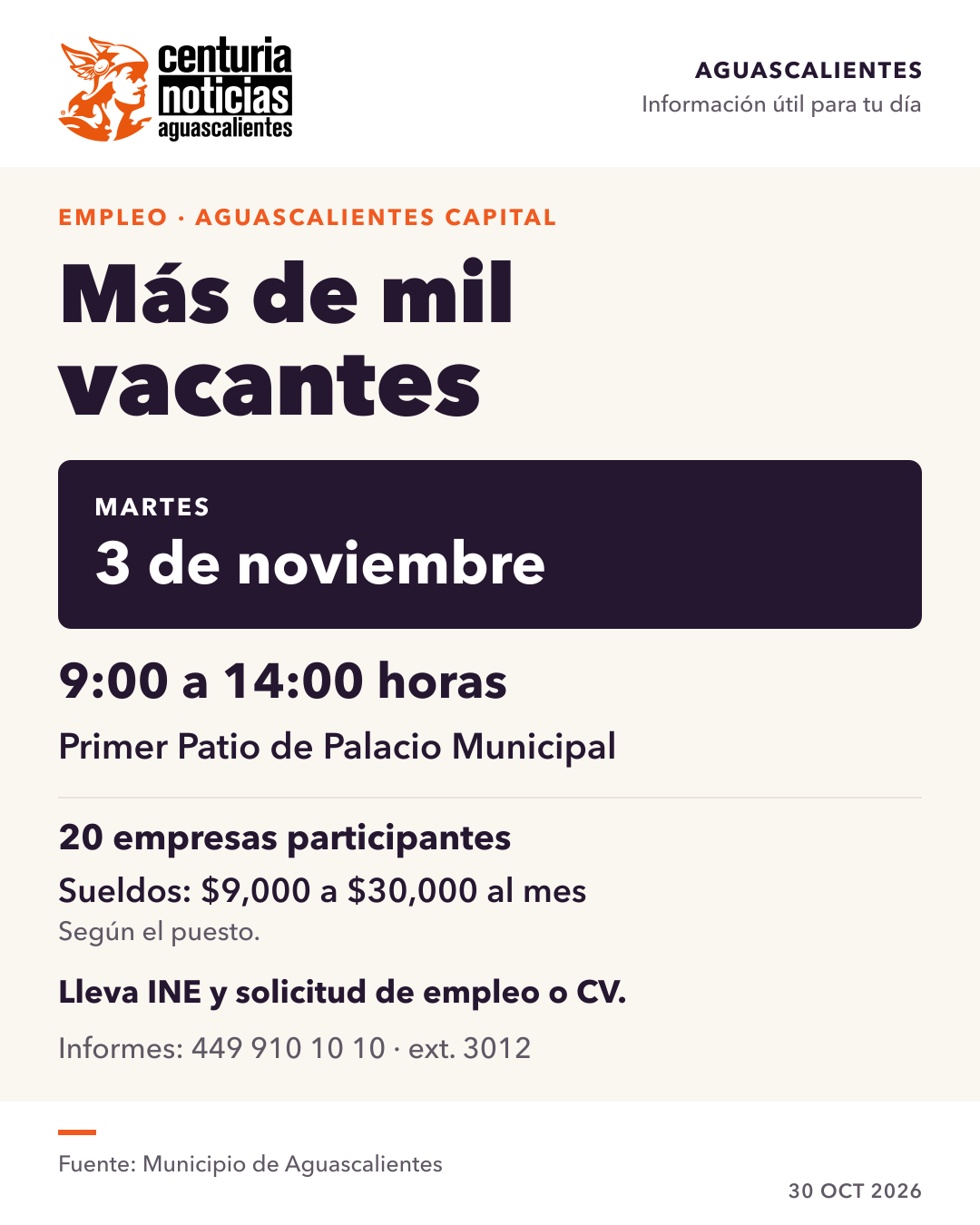 Imagen de la nota: Más de mil vacantes: habrá feria de empleo el 3 de noviembre en Palacio Municipal 💼