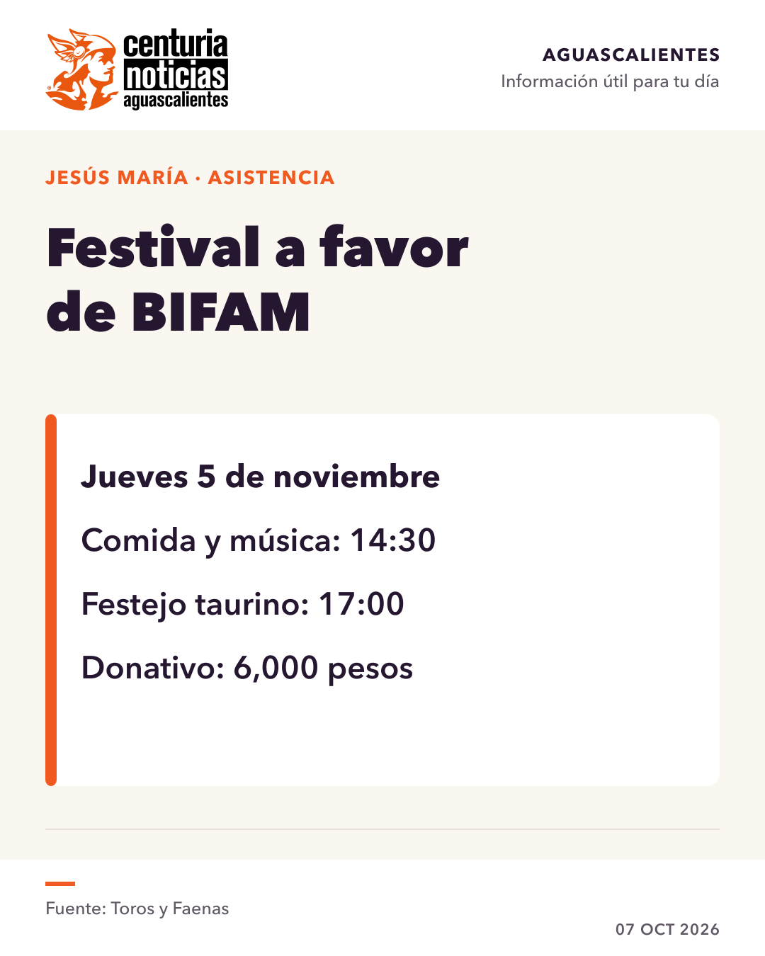 Imagen de la nota: Anuncian festival en Aguascalientes para recaudar fondos para BIFAM 🎟️