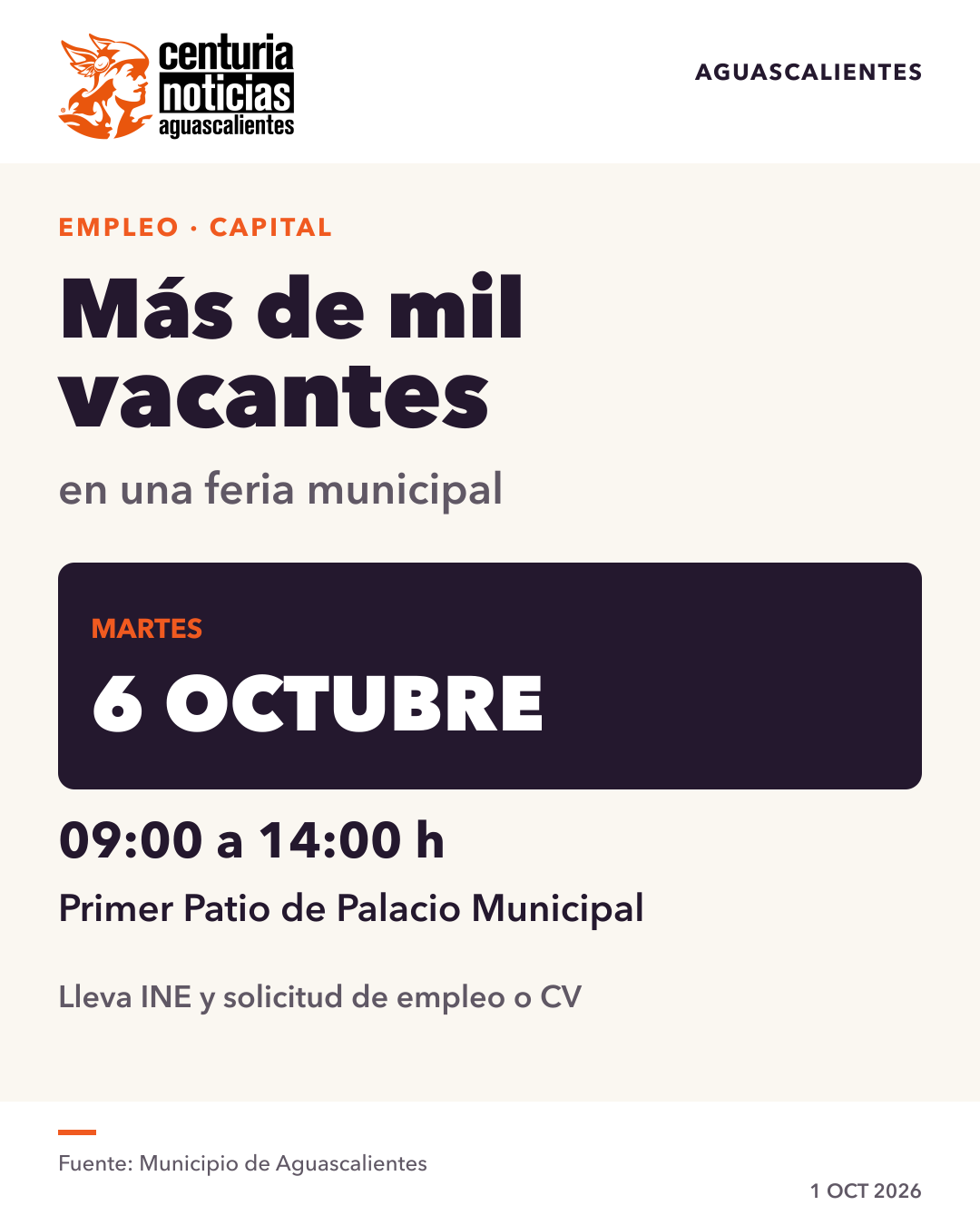 Imagen de la nota: El 6 de octubre habrá feria de empleo con más de mil vacantes en Palacio Municipal 💼